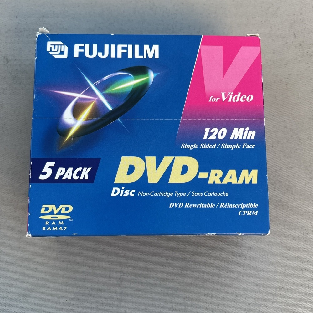 5 Disc Pack -  Fujifilm‎ DVD-RAM 120 Minute 4.7 GB, Rewritable Data Video NOS